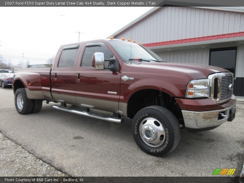 Dark Copper Metallic / Tan 2007 Ford F350 Super Duty Lariat Crew Cab 4x4 Dually