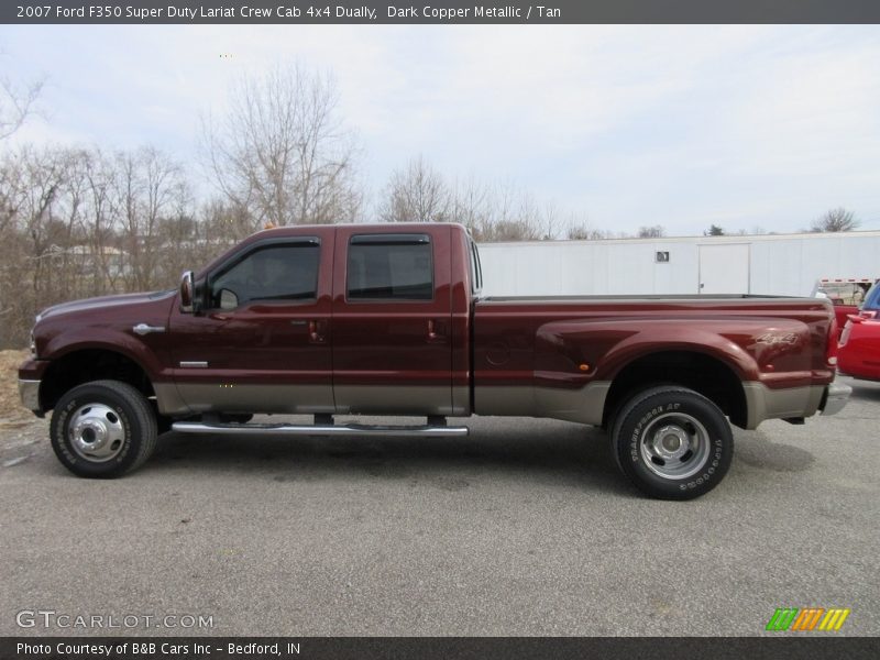 Dark Copper Metallic / Tan 2007 Ford F350 Super Duty Lariat Crew Cab 4x4 Dually