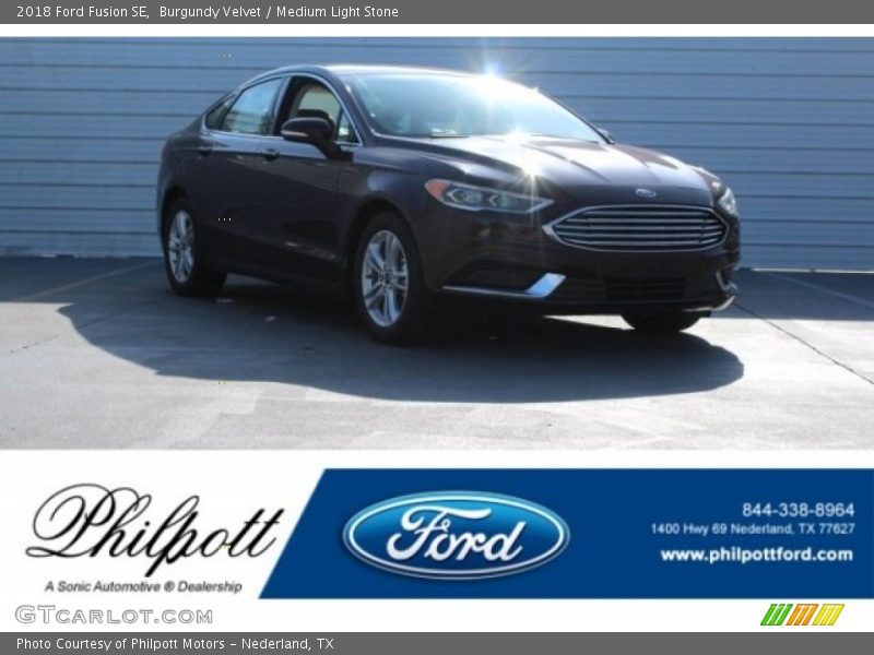 Burgundy Velvet / Medium Light Stone 2018 Ford Fusion SE