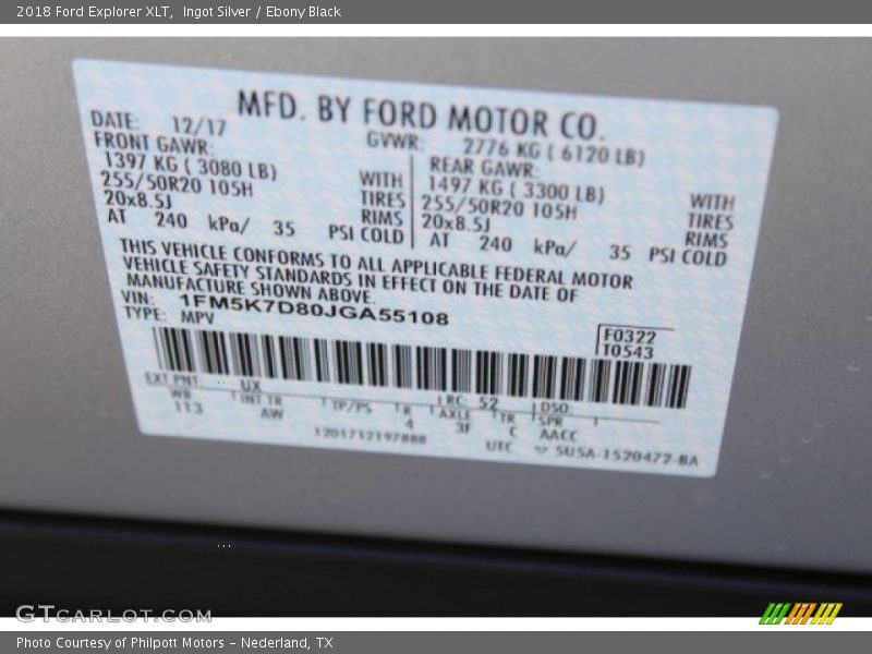 Ingot Silver / Ebony Black 2018 Ford Explorer XLT