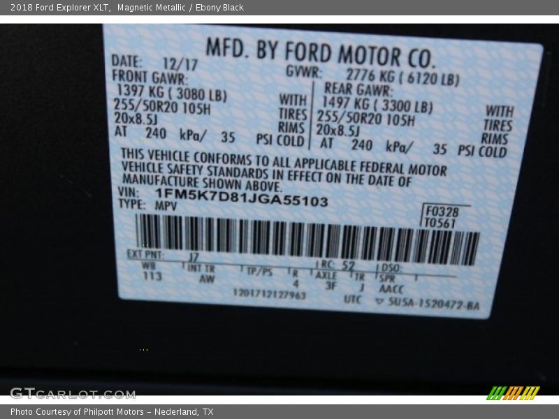 Magnetic Metallic / Ebony Black 2018 Ford Explorer XLT