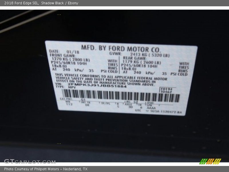 Shadow Black / Ebony 2018 Ford Edge SEL