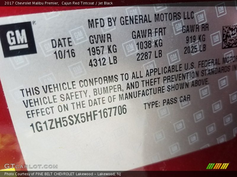 Cajun Red Tintcoat / Jet Black 2017 Chevrolet Malibu Premier