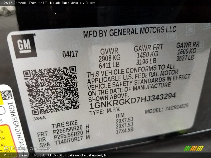 Mosaic Black Metallic / Ebony 2017 Chevrolet Traverse LT