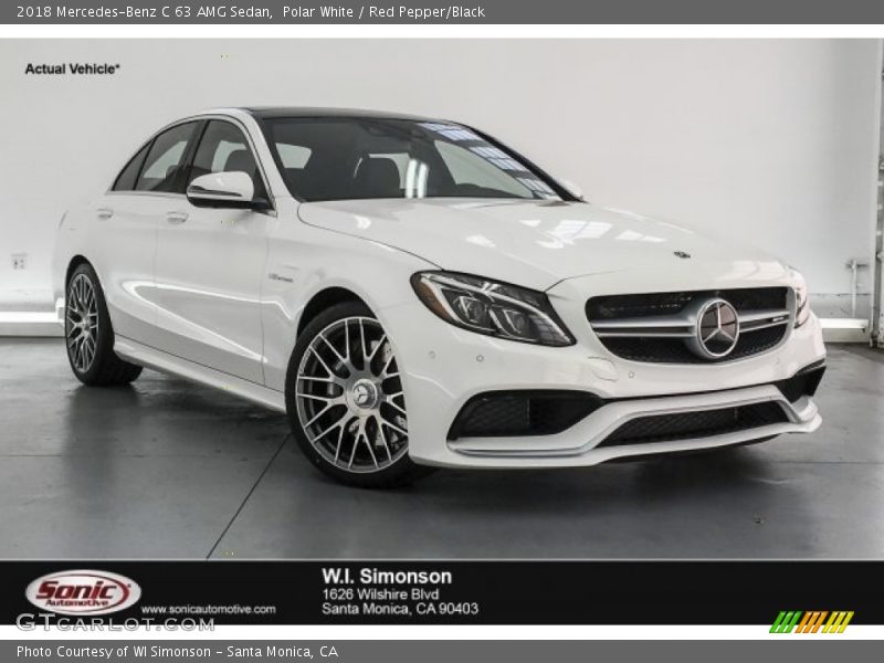 Polar White / Red Pepper/Black 2018 Mercedes-Benz C 63 AMG Sedan