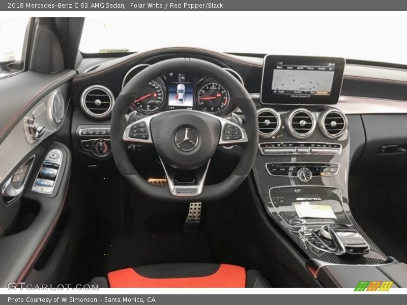 Polar White / Red Pepper/Black 2018 Mercedes-Benz C 63 AMG Sedan