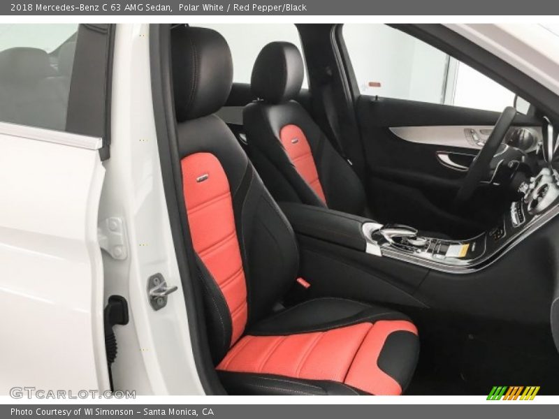 Polar White / Red Pepper/Black 2018 Mercedes-Benz C 63 AMG Sedan