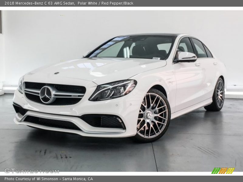 Polar White / Red Pepper/Black 2018 Mercedes-Benz C 63 AMG Sedan