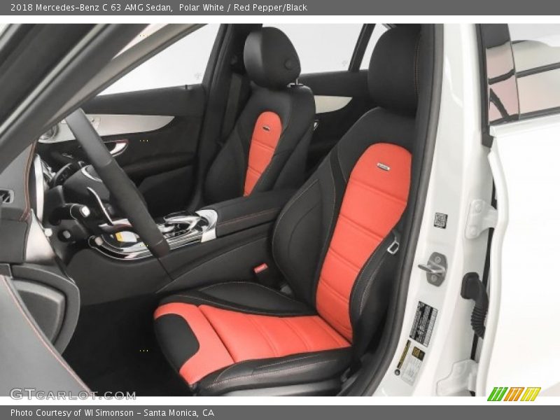 Polar White / Red Pepper/Black 2018 Mercedes-Benz C 63 AMG Sedan