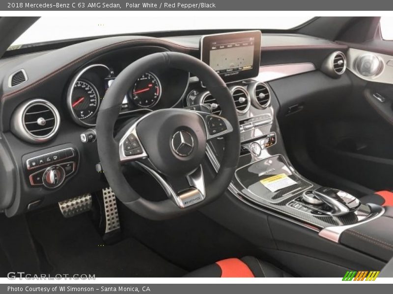 Polar White / Red Pepper/Black 2018 Mercedes-Benz C 63 AMG Sedan