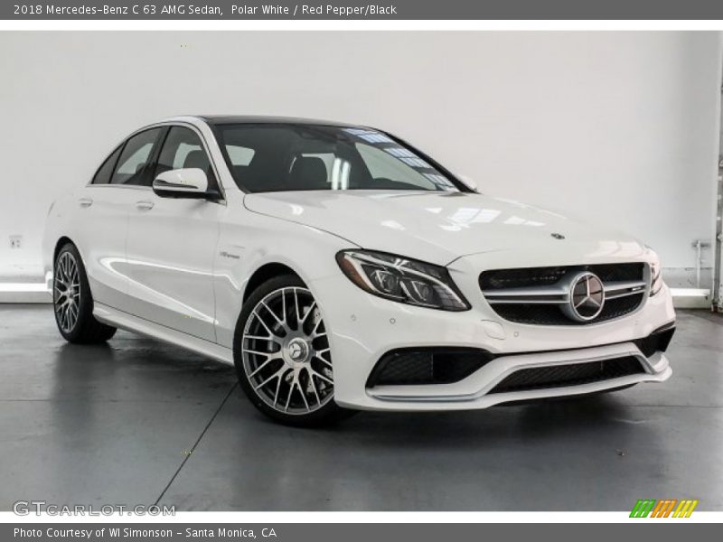 Polar White / Red Pepper/Black 2018 Mercedes-Benz C 63 AMG Sedan