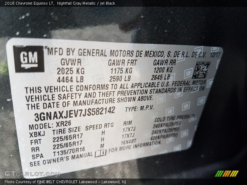 Nightfall Gray Metallic / Jet Black 2018 Chevrolet Equinox LT