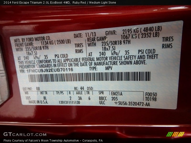 Ruby Red / Medium Light Stone 2014 Ford Escape Titanium 2.0L EcoBoost 4WD