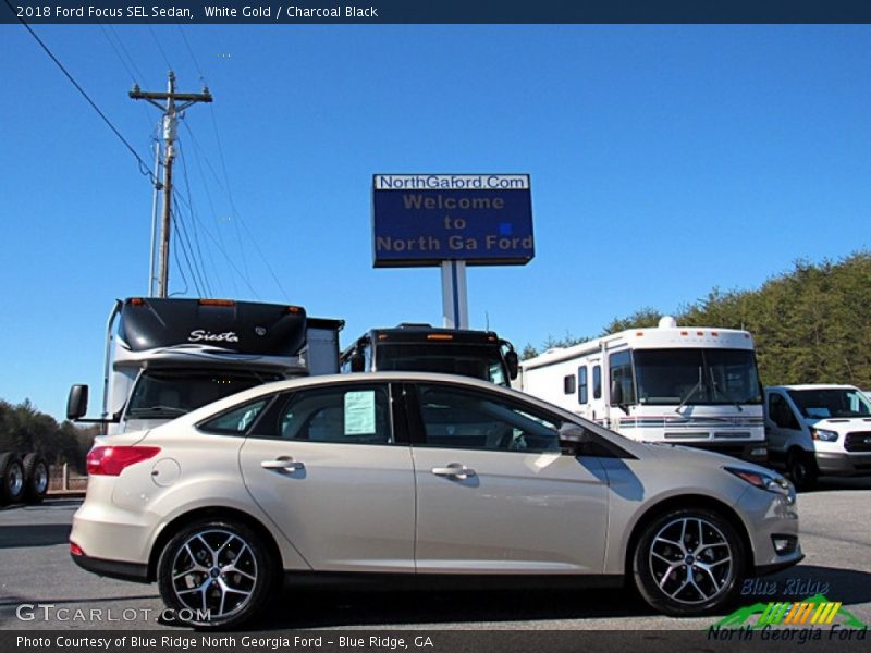 White Gold / Charcoal Black 2018 Ford Focus SEL Sedan