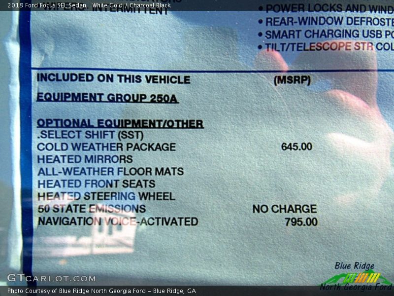 White Gold / Charcoal Black 2018 Ford Focus SEL Sedan