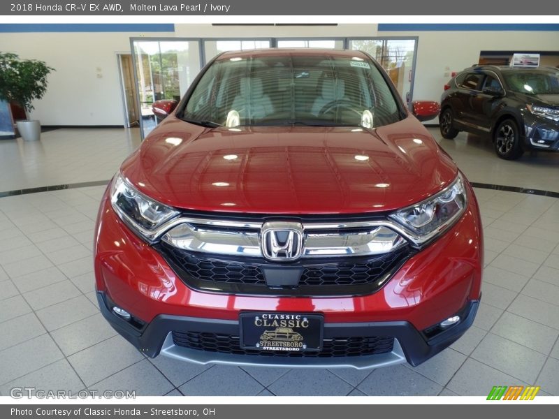 Molten Lava Pearl / Ivory 2018 Honda CR-V EX AWD