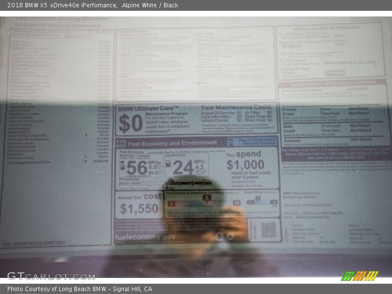 Alpine White / Black 2018 BMW X5 xDrive40e iPerfomance