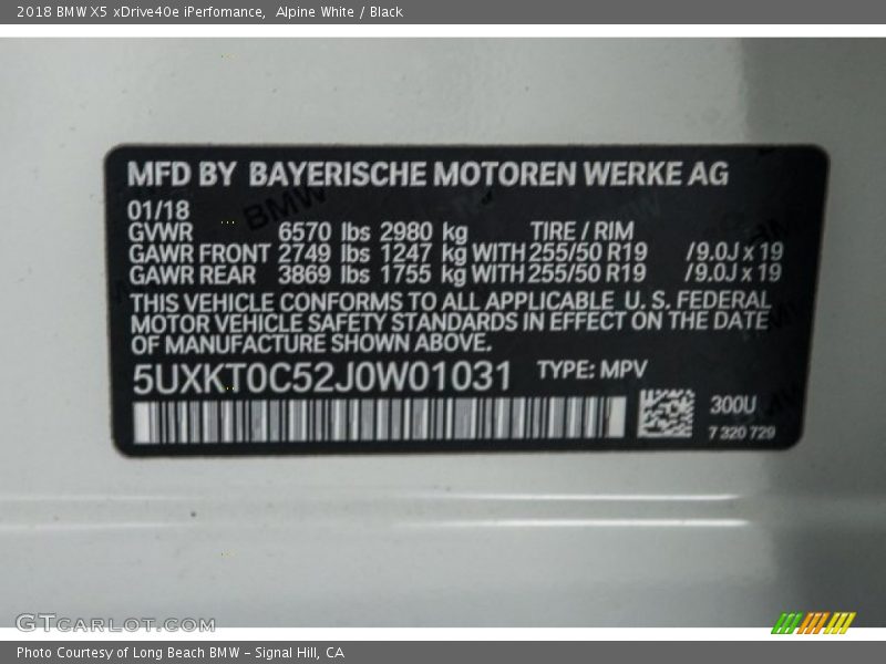 Alpine White / Black 2018 BMW X5 xDrive40e iPerfomance
