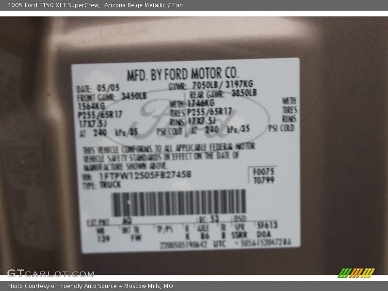 Arizona Beige Metallic / Tan 2005 Ford F150 XLT SuperCrew