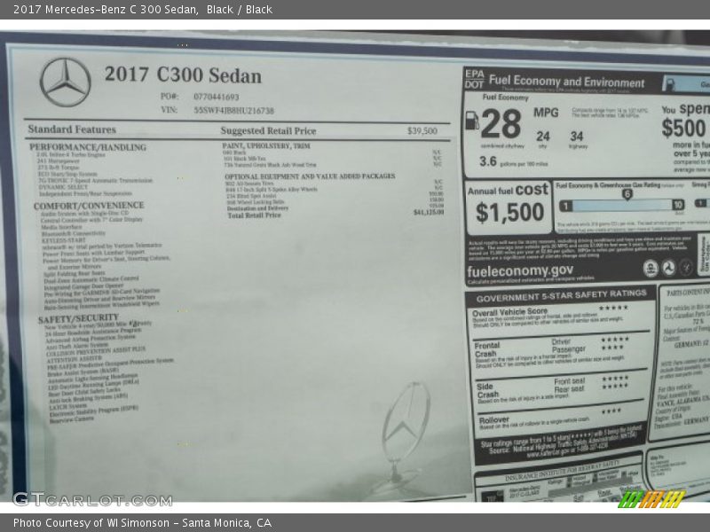 Black / Black 2017 Mercedes-Benz C 300 Sedan