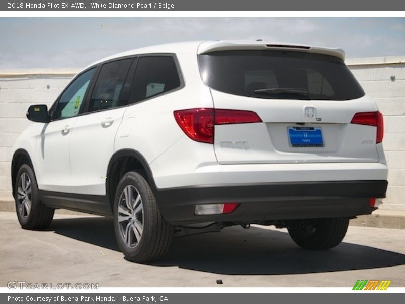 White Diamond Pearl / Beige 2018 Honda Pilot EX AWD