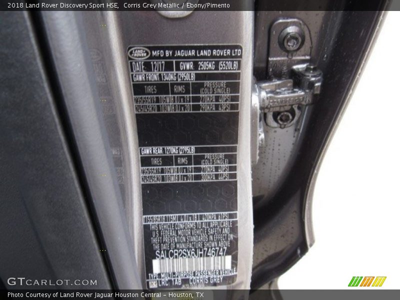 Corris Grey Metallic / Ebony/Pimento 2018 Land Rover Discovery Sport HSE