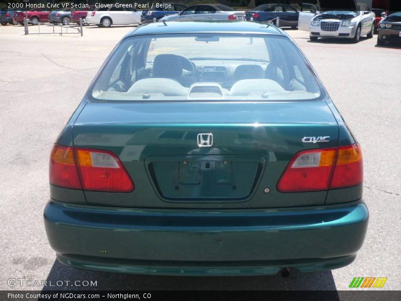 Clover Green Pearl / Beige 2000 Honda Civic VP Sedan