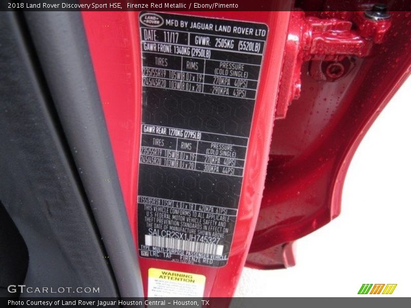 Firenze Red Metallic / Ebony/Pimento 2018 Land Rover Discovery Sport HSE