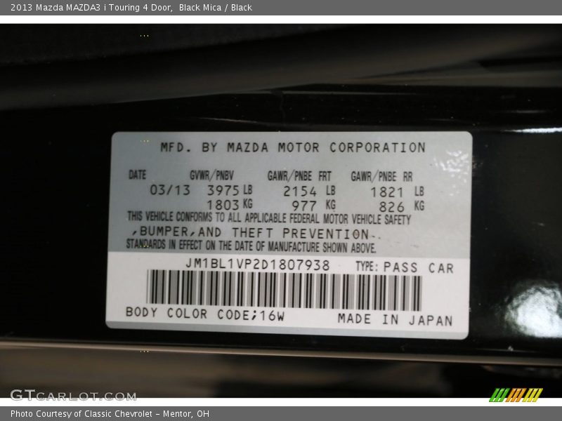 Black Mica / Black 2013 Mazda MAZDA3 i Touring 4 Door