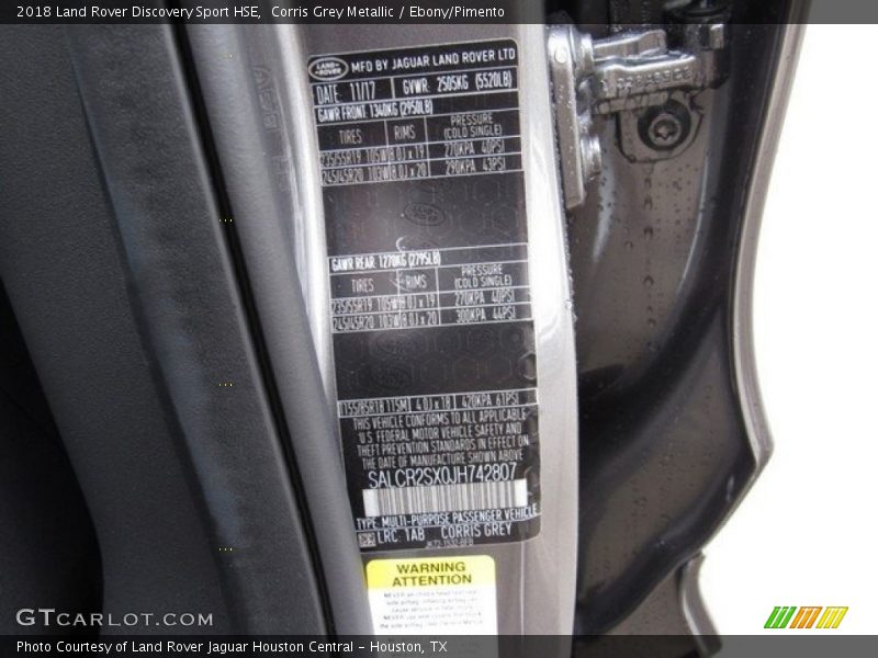 Corris Grey Metallic / Ebony/Pimento 2018 Land Rover Discovery Sport HSE
