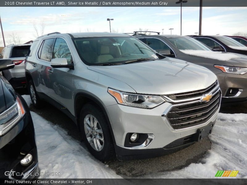 Silver Ice Metallic / Dark Atmosphere/Medium Ash Gray 2018 Chevrolet Traverse LT AWD