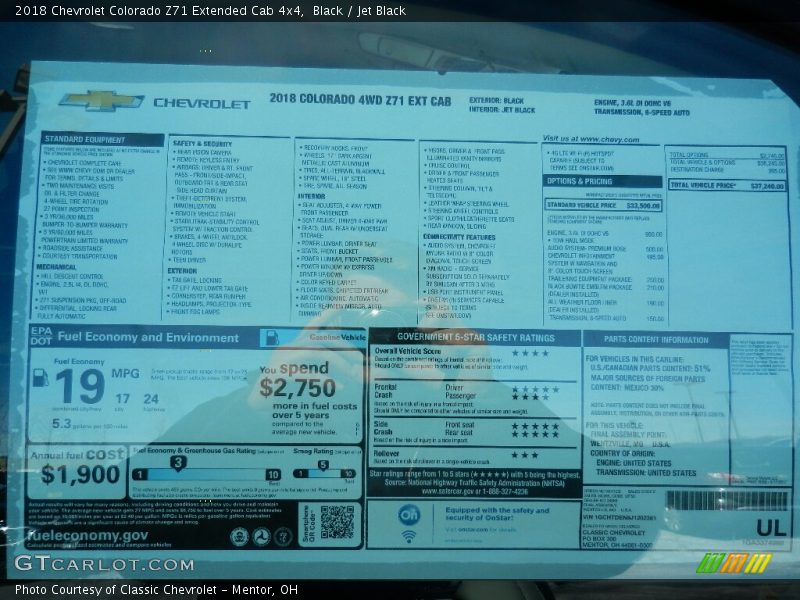 Black / Jet Black 2018 Chevrolet Colorado Z71 Extended Cab 4x4