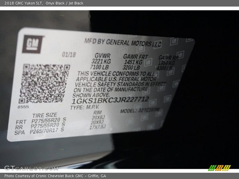 Onyx Black / Jet Black 2018 GMC Yukon SLT