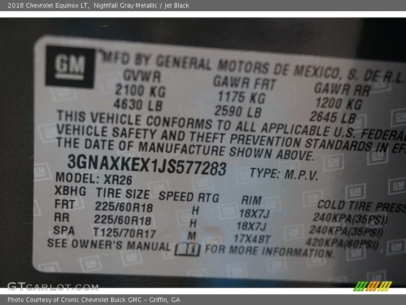 Nightfall Gray Metallic / Jet Black 2018 Chevrolet Equinox LT