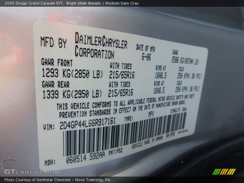 Bright Silver Metallic / Medium Slate Gray 2006 Dodge Grand Caravan SXT