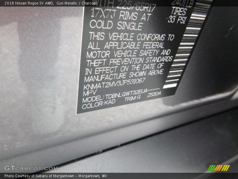 Gun Metallic / Charcoal 2018 Nissan Rogue SV AWD