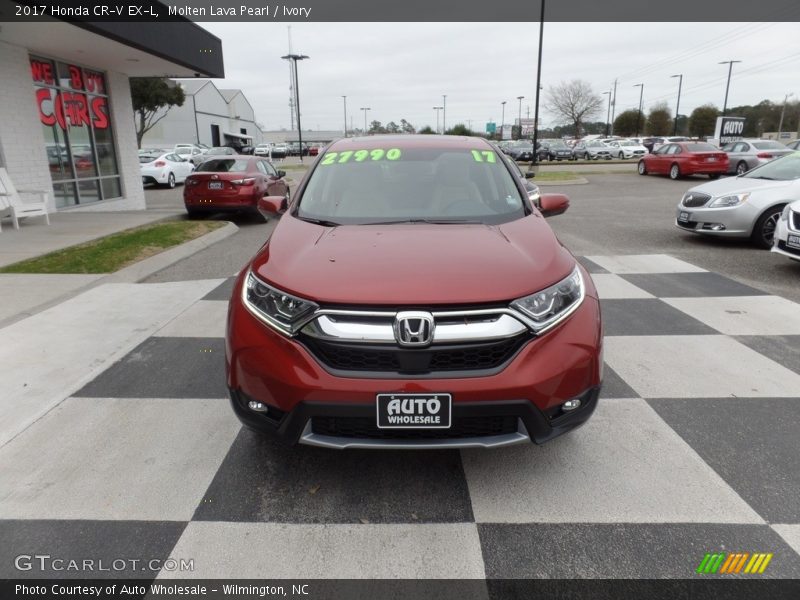 Molten Lava Pearl / Ivory 2017 Honda CR-V EX-L