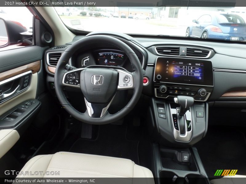 Molten Lava Pearl / Ivory 2017 Honda CR-V EX-L