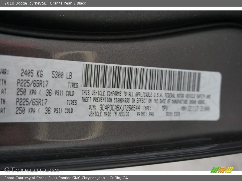 Granite Pearl / Black 2018 Dodge Journey SE