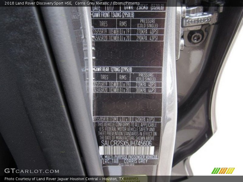 Corris Grey Metallic / Ebony/Pimento 2018 Land Rover Discovery Sport HSE