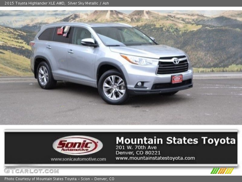 Silver Sky Metallic / Ash 2015 Toyota Highlander XLE AWD