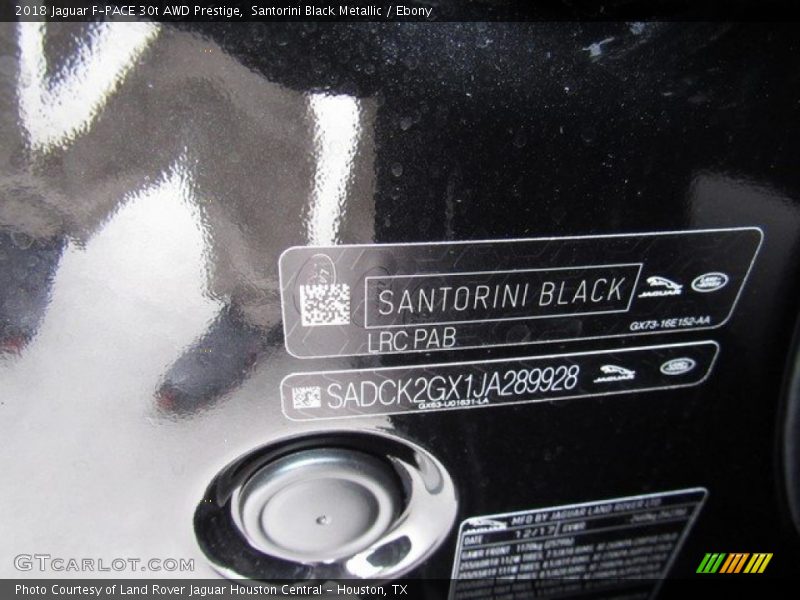 Santorini Black Metallic / Ebony 2018 Jaguar F-PACE 30t AWD Prestige