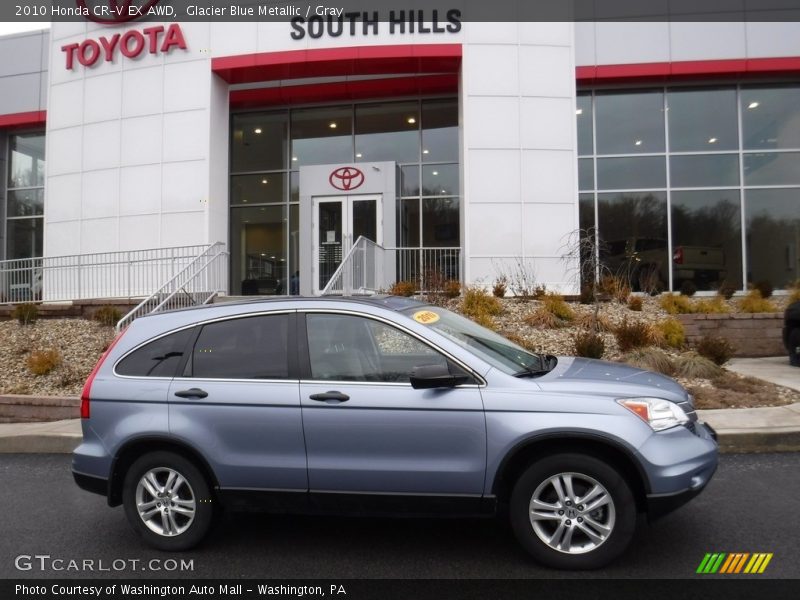 Glacier Blue Metallic / Gray 2010 Honda CR-V EX AWD