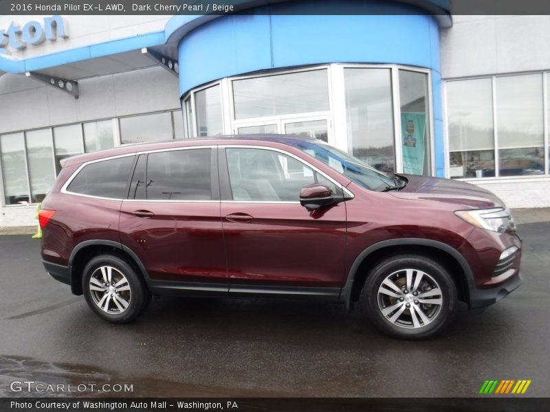 Dark Cherry Pearl / Beige 2016 Honda Pilot EX-L AWD