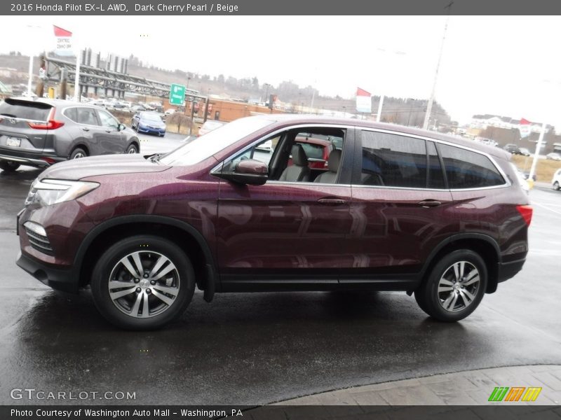 Dark Cherry Pearl / Beige 2016 Honda Pilot EX-L AWD