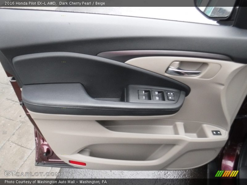 Dark Cherry Pearl / Beige 2016 Honda Pilot EX-L AWD
