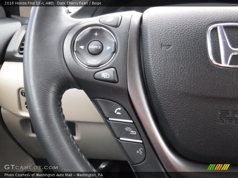 Dark Cherry Pearl / Beige 2016 Honda Pilot EX-L AWD