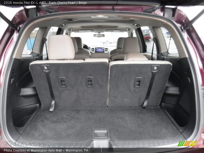 Dark Cherry Pearl / Beige 2016 Honda Pilot EX-L AWD