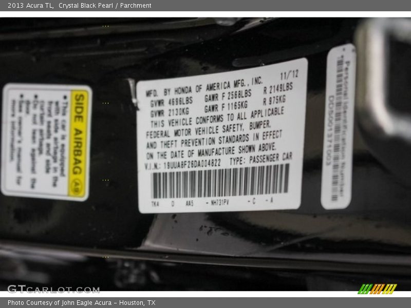 Crystal Black Pearl / Parchment 2013 Acura TL