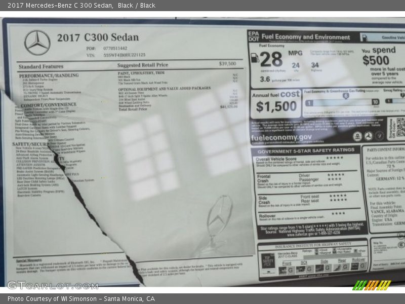 Black / Black 2017 Mercedes-Benz C 300 Sedan